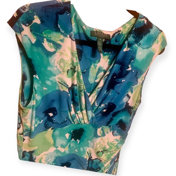 LRL Gorgeous Blue/Green Floral Dress. - Picture 2 of 11